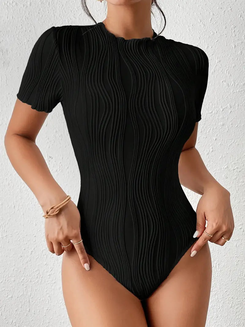 Pink Sculpted Bodysuit Front