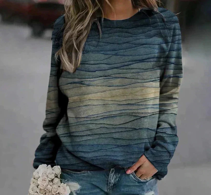 Abstract Print Knit Sweater Front
