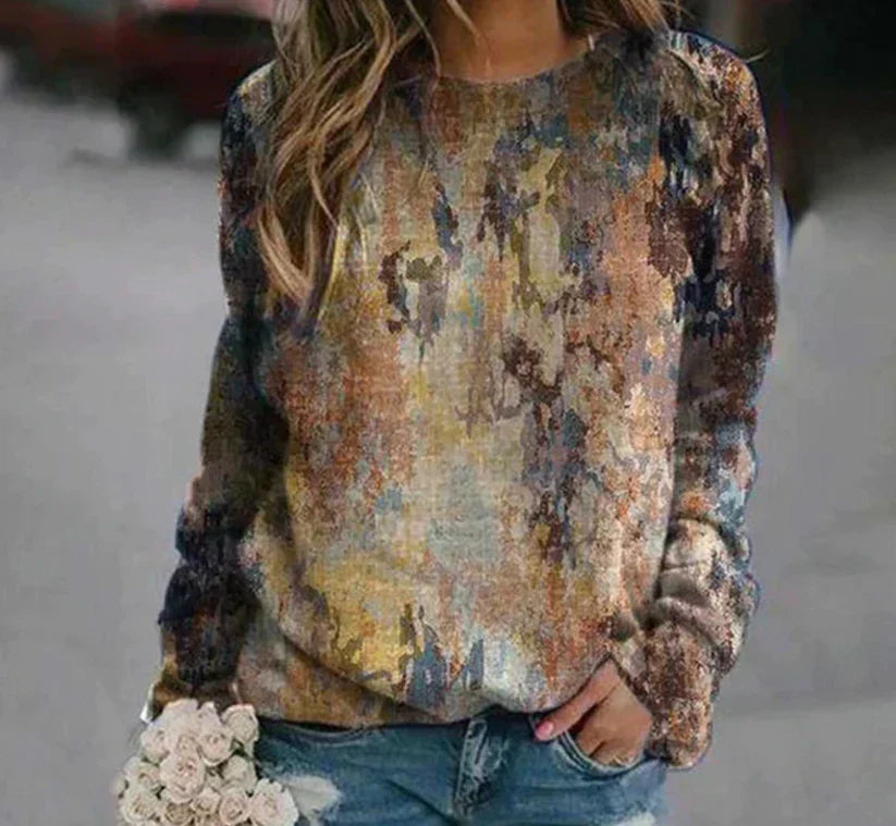 Abstract Print Knit Sweater Side