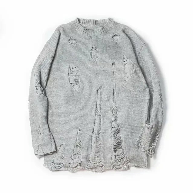 Ripped Knit Sweater Back