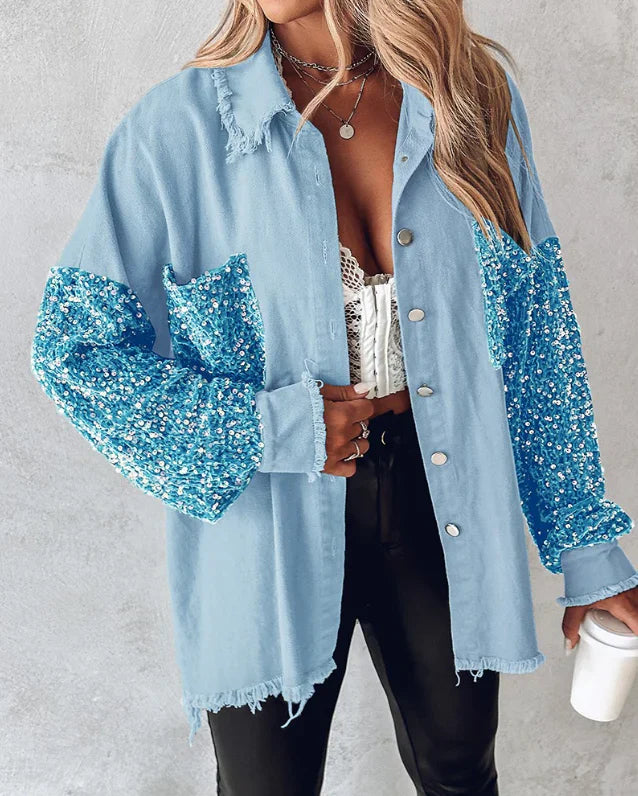 Sequin Button-Up Jacket Back