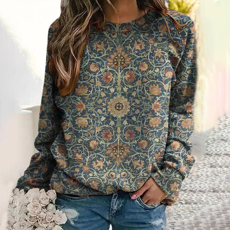 Vintage Floral Print Sweatshirt Front
