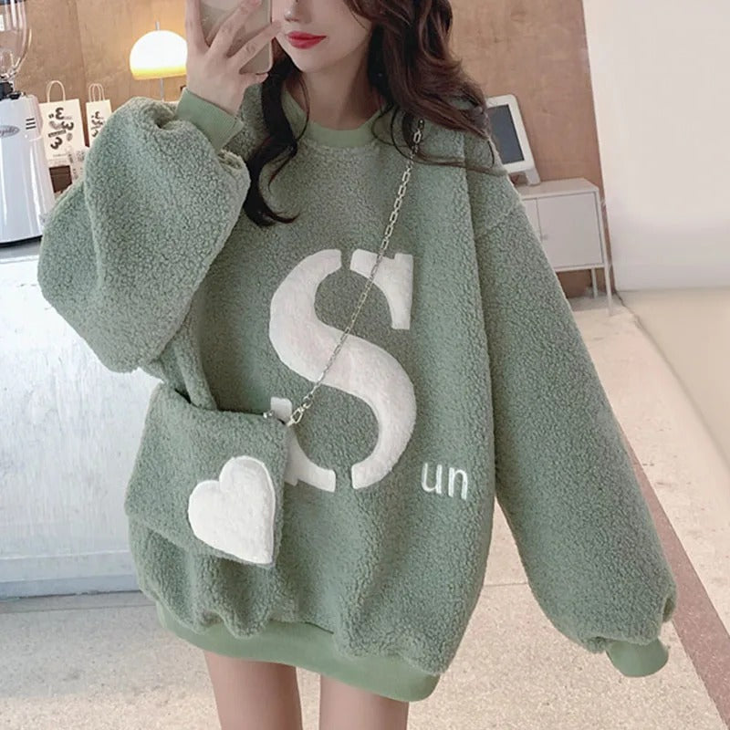 Green Lambswool Oversized Sweatshirt Front