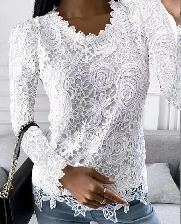 Lace Long Sleeve Top Front View