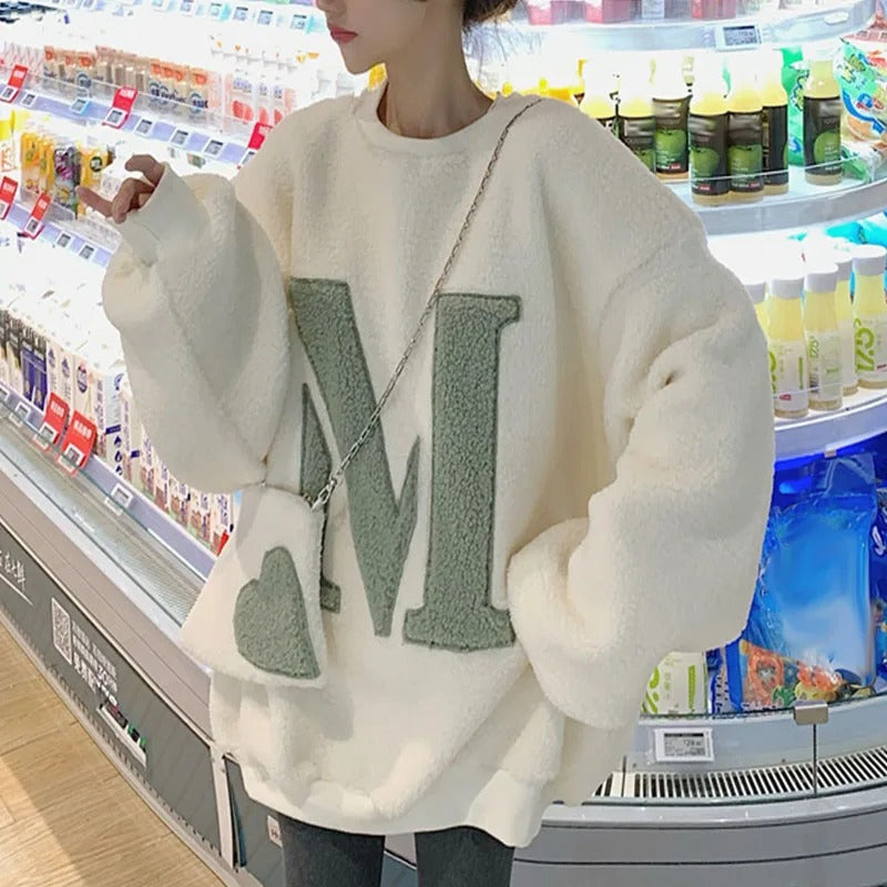 Green Lambswool Oversized Sweatshirt Back